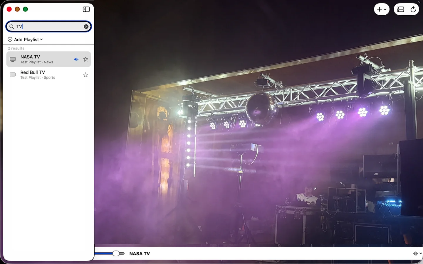 AccuStreamTV instantly narrowing a channel list with sidebar search